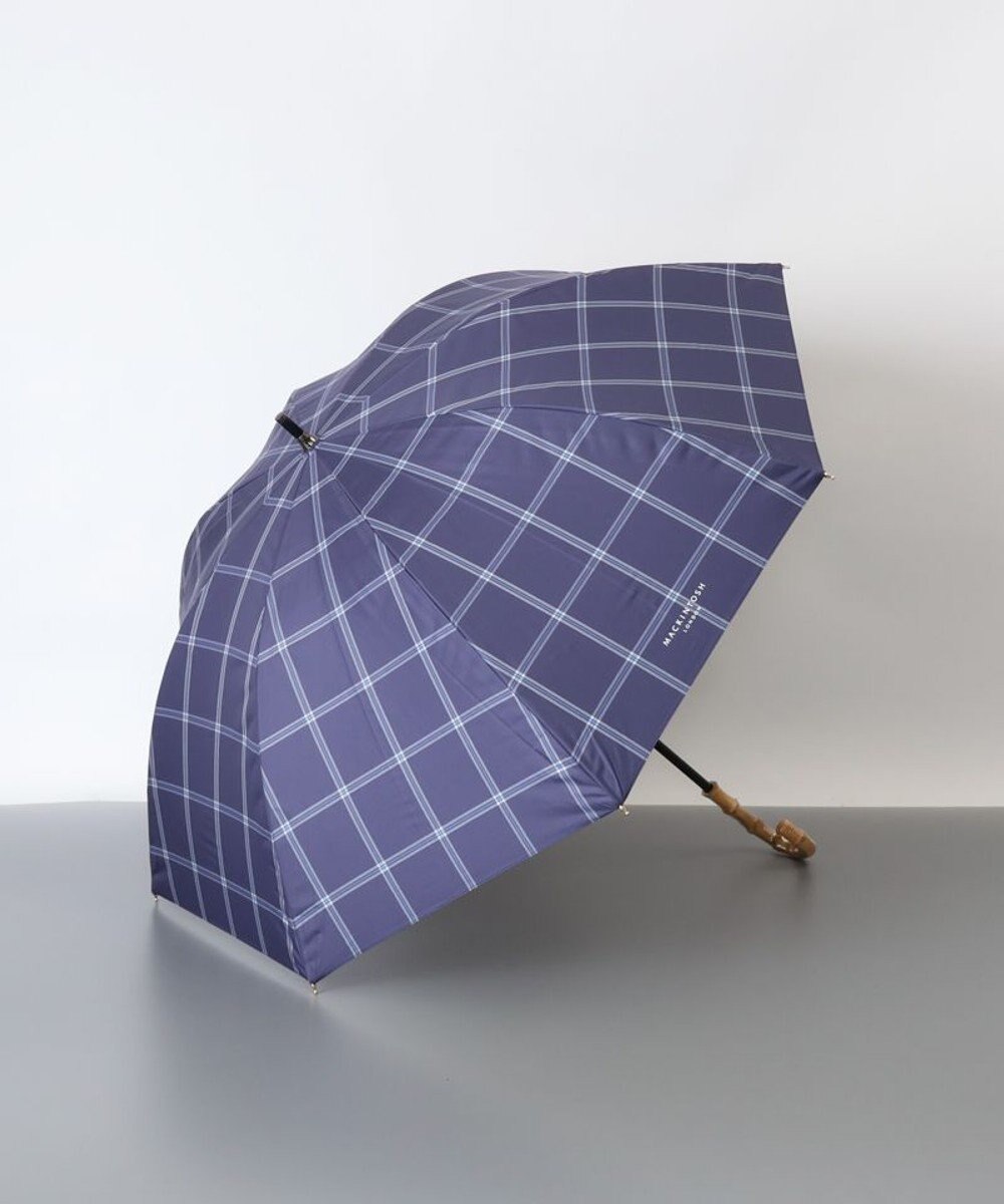 AURORA 【MACKINTOSH LONDON（マッキントッシュ ロンドン）】先染めチェック晴雨兼用傘（1段スライドショート傘） ネイビー